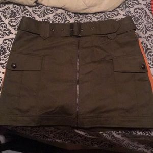 Olive green mini skirt with belt size large